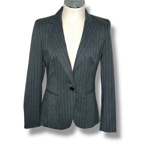 Body by Victoria Size 0 Dark GrayPinstripe 1 Button Fitted Career Blazer Jacket